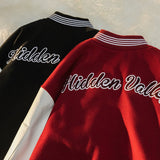 Black Varsity Jacket Oversize Baggy Coat Men's and Women's Jacket Autumn Baseball Uniform