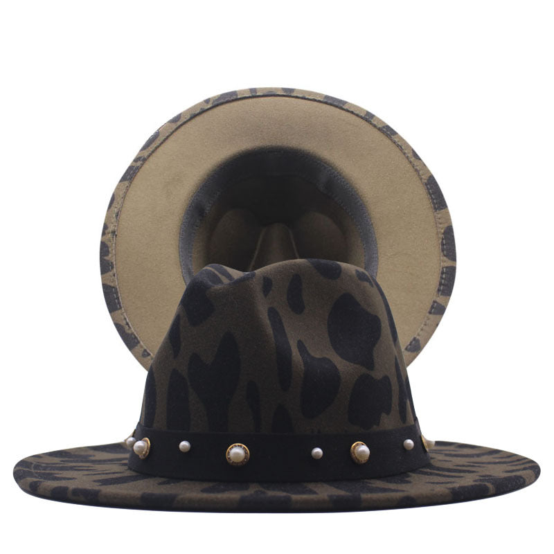 Top Hat Cows Pattern Woolen Hat Female Fedora Fedora Hat Outdoor Travel Hat