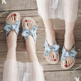 Women Open Toe Sandals Flats Summer Bowknot Fashion Outerwear Flat Heel Sandals