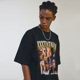 Oversized 90S T Shirt Summer Printed Short-Sleeved T-shirt Cotton Black Loose
