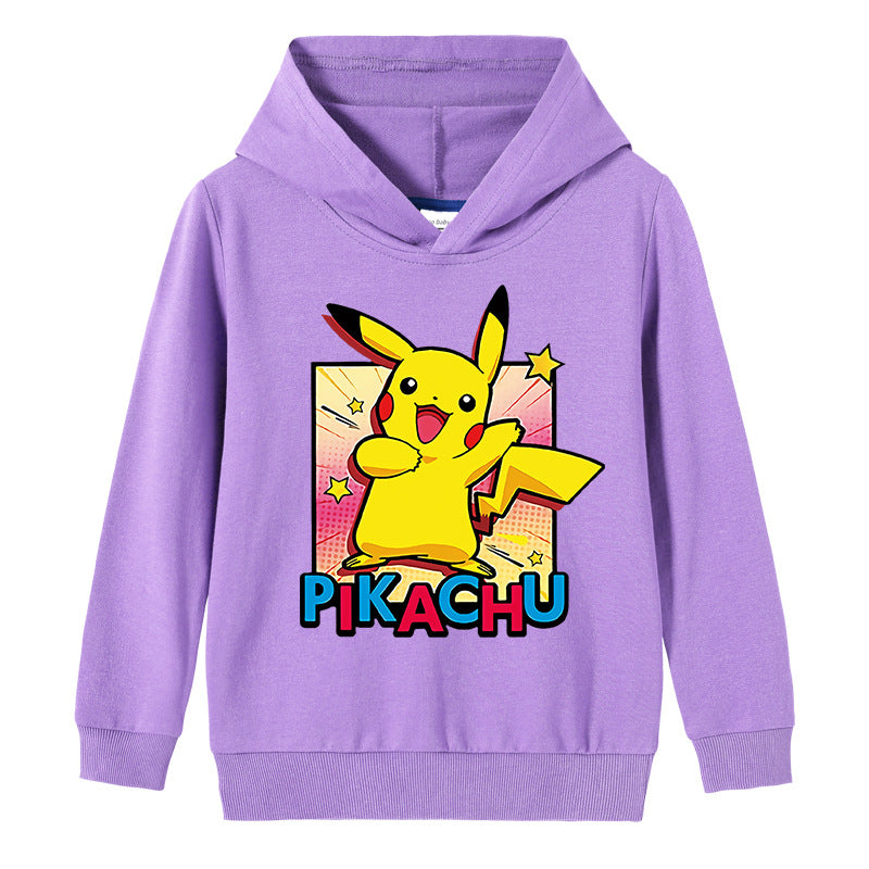 Children Pokemon Pikachu Hoodie Spring and Autumn Cotton Hooded Sweater