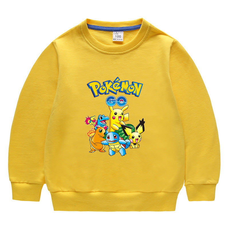 Children Pokemon Pikachu Hoodie Spring and Autumn Solid Color Hoodie Cotton