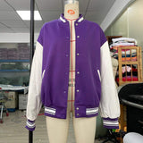 Baggy Jacket Baseball Uniform Leather Sleeve Stitching Bone Embroidery Autumn and Winter