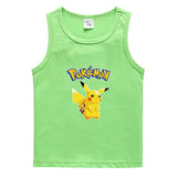 Children Pokemon Pikachu T Shirt Cotton Leisure Sweat Absorption Solid Color