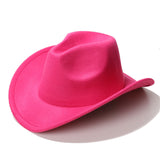 Cowgirl Hats Autumn and Winter Black Woolen Jazz Top Hat Male Ladies' National Style Felt Cap Broad-Brimmed Hat