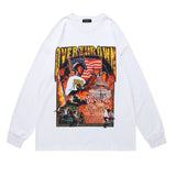 Mens Fall Outfits Rap Character Tupac Floral Print Long Sleeve Pullover Men's and Women's Oversize Loose Top