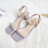 Nude Strappy Block Heels Chunky Heel Pumps