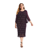 Nina Parker Black Dress plus Size Rhinestone Chiffon Bell Sleeve Dress