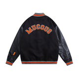 Orange Varsity Jacket Spring and Autumn Flocking Embroidered PU Leather Baseball Jacket Men and Women Couple Jacket