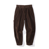 Mens Fall Outfits Vintage Corduroy Tappered Work Clothes Pants Straight-Leg Wide-Leg Pants Men