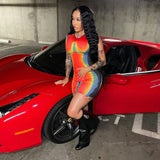 Nina Parker Graffiti Dress Summer Sexy Vest Hip Skirt Personalized Graffiti Dress