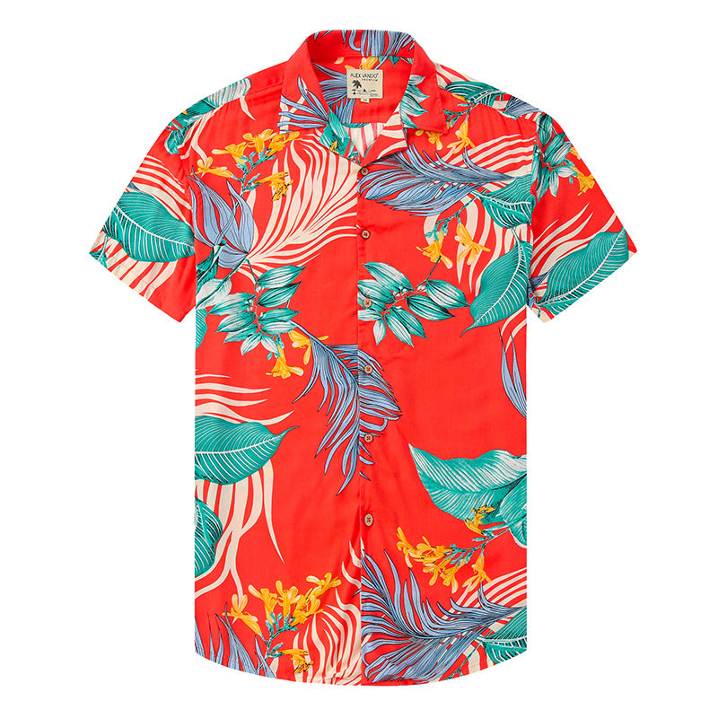 Men Beach T Shirts Short Sleeve Casual Shirt Men's Summer Printed Shirt