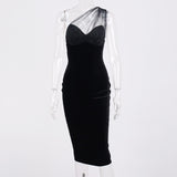Olivia Wilde See through Dress Sexy One-Shoulder Bright Silk Stitching Dress