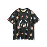 Wgm Shirt Bape Shark Head Men And Women Digital Printing Casual Sports Short Sleeve