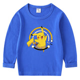 Children Pokemon Pikachu Hoodie Children's Cotton T-shirt for Spring and Autumn