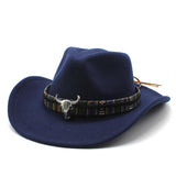 Cowboy Hats Jazz Top Hat Men and Women Autumn and Winter Felt Cap Broad-Brimmed Hat