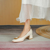 Nude Strappy Block Heels
