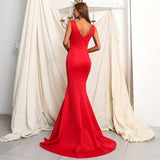 Burgundy Dresses For Wedding Chiffon Black Sleeveless Strap Dress High Waist Deep V-neck Evening Dress For Women