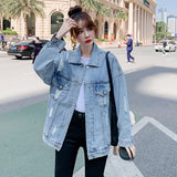 Comic Denim Jacket Loose Autumn Coat Plus Size Coat