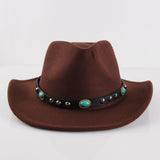 Cowgirl Hats Ethnic Style Western Style Cowboy Hat Rivet Woolen Hat