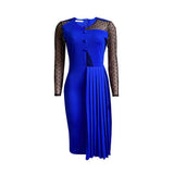 Nina Parker plus Size Dresses Mesh Slim Fit Patchwork Sheath Split Dress