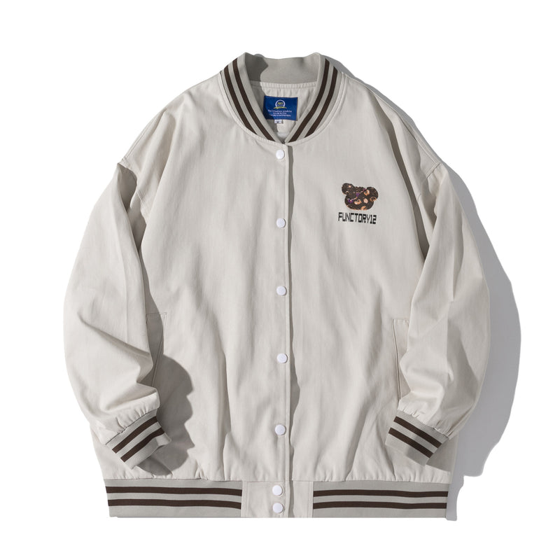The Bears Varsity Jacket Paisley Bear Jacket Retro Couple Spring and Autumn Baseball Uniform Men's and Women's Coats