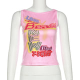 Music Festivals Rave Outfits Girls Tops Summer Women's Fashion round Neck Slim Fit