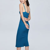 Women Spring Dress Summer Knitted Slim-Fit Suspender Dress V-neck Sexy Sheath Long Dress