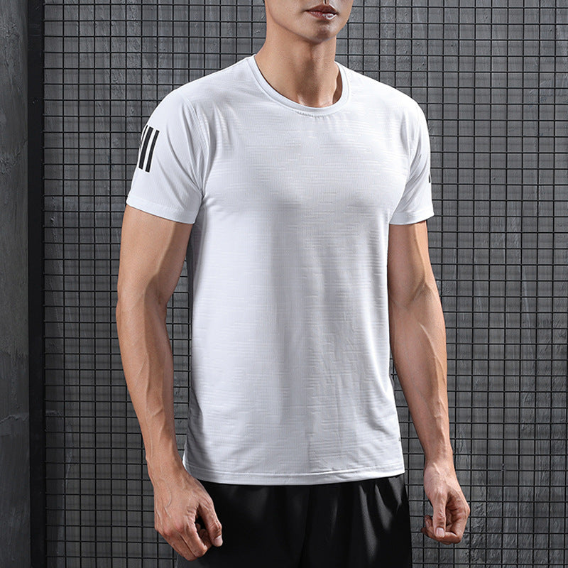 Sweat Wicking Shirt Quick-Drying Exercise T-shirt Men's Short Sleeve Breathable Casual