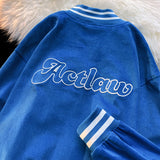 Baby Blue Varsity Jacket Spring Baseball Uniform Trendy Men