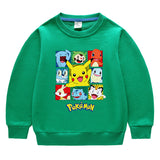 Children Pokemon Pikachu Hoodie round Neck Sweater Cotton Neutral
