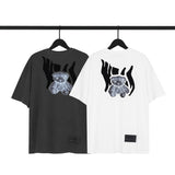 We11 Done T Shirts Luminous Flocking Bear Pattern Same Style for Men and Women