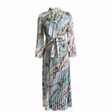 Nina Parker plus Size Dresses Long Sleeve Printed Pleated Strap Dress plus Size Dress
