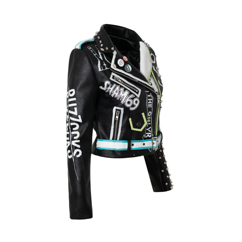 Punk Rock Jacket Pu Motorcycle Clothing G Rivet Short Coat