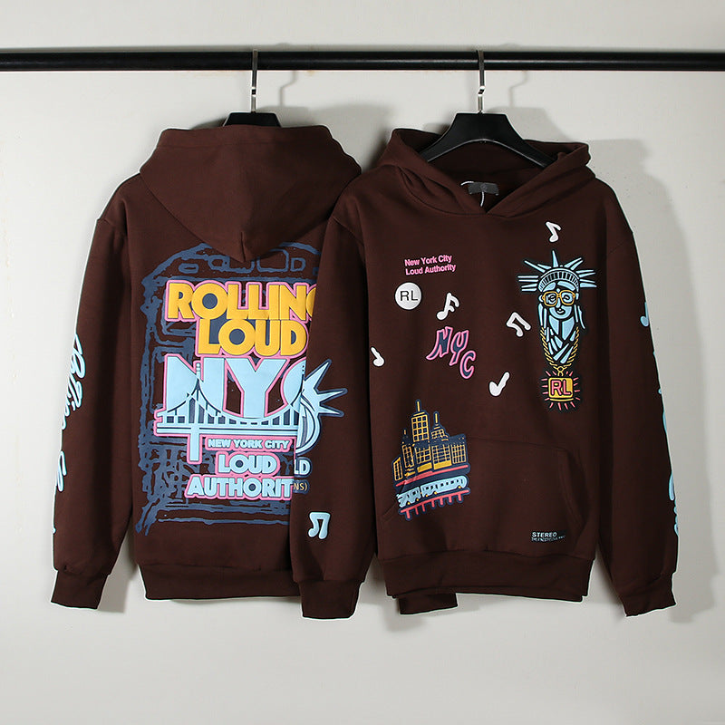 Grafitti Sweatshirts Autumn and Winter Hoodie Men's and Women's Pullover Hooded