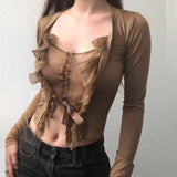 Music Festivals Rave Outfits Girls Tops Spring and Summer Women's Clothing Fashion Long Sleeve Sexy