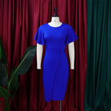 Nina Parker plus Size Dresses Summer Ruffle Sleeve Tight Bandage plus Size Dress