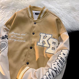 Cream Color Varsity Jacket Hip Hop Baseball Uniform Jacket