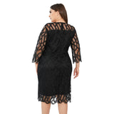 Nina Parker Black Dress Embroidered Double Layer