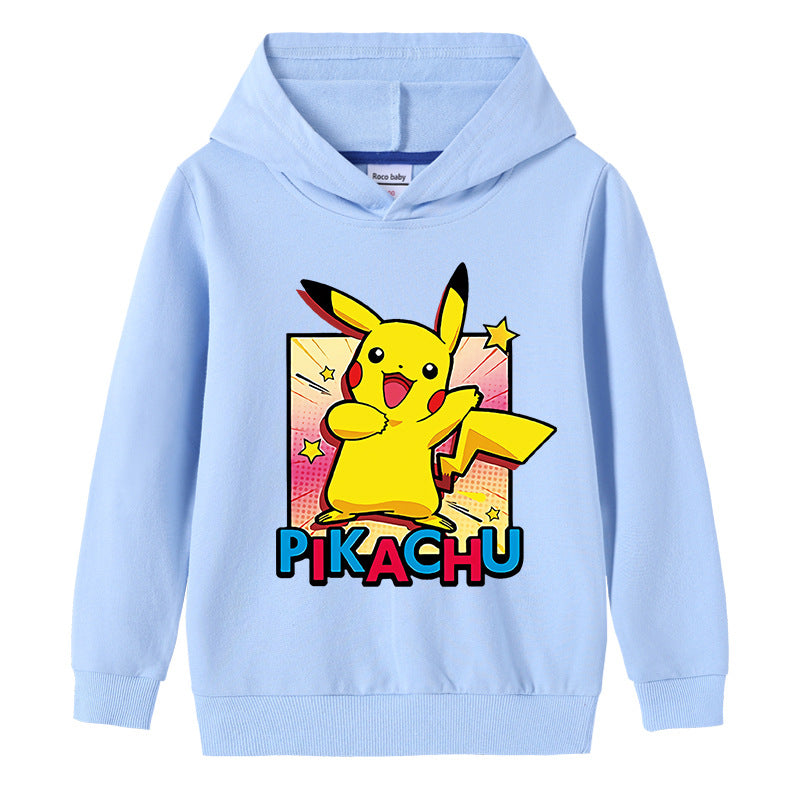 Children Pokemon Pikachu Hoodie Spring and Autumn Cotton Hooded Sweater