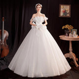Women'S Evening Dress Ball Gown Princess Quinceanera Wedding Dresses Off Shoulder White Wedding Dress Sweet Princess Tulle Tutu Dress
