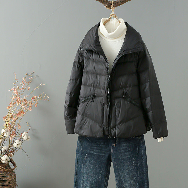 Women Winter Coats Puffer Jacket Down Coat Fall/Winter Stand-up Collar Thermal Light Thin Short Down Jacket Coat