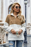 Women Winter Coats Autumn and Winter New Women 'S Clothing Leopard Splicing Pullover Fleece Sweatshirt Baggy Coat