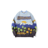 Mens Fall Outfits Cartoon Full Printed Round Neck Sweater Men 'S Loose Couple Sweater
