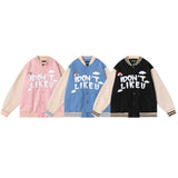 Baby Blue Varsity Jacket Autumn Baseball Uniform Men's Loose Boyfriend Couple Jacket