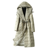 Women Winter Coats Puffer Jacket Down Coat Down Jacket Hooded Lace-Up Down Jacket Female White Duck Down Coat