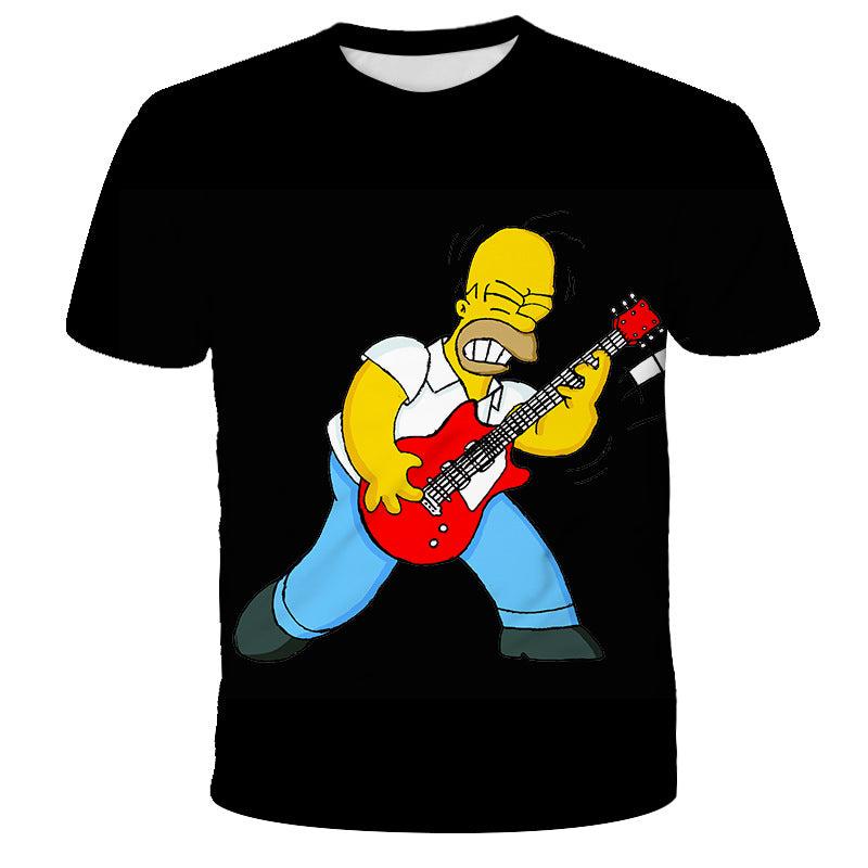 Homer Simpson Shirt Summer Cartoon Anime Print Casual round Neck Short Sleeve