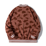 The Bears Varsity Jacket Little Bear Camouflage Spring and Autumn Jacket Retro Couple Baseball Uniform Fresh Men's and Women's Coats
