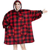 Hoodies Blankets Autumn and Winter Solid Color Plaid Lazy Blanket Multi-Pocket Leisure
