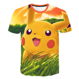 Men and Women Pokemon Pikachu T Shirt 3D Digital Printing Short Sleeve